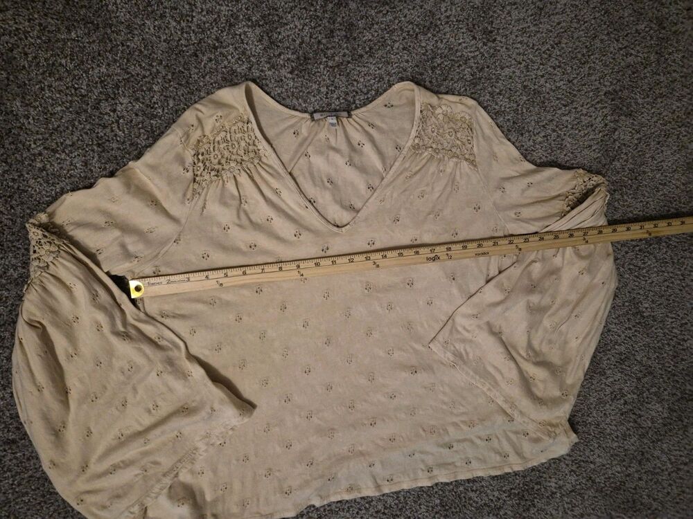 Anthropologie Eri + Ali Medium Bell Sleeve Blouse Top Eyelet Oversize L - Picture 8 of 10
